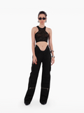 stargirl top - sheer black sequin tank top, glittter shimmer tank top with t-back by SOLÉITE