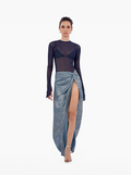 bali bodysuit - blue sheer bodysuit top with thumbholes and back zip by SOLÉITE