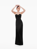 late night skirt - black satin maxi skirt with darts and a side slit for formal occasions by SOLÉITE