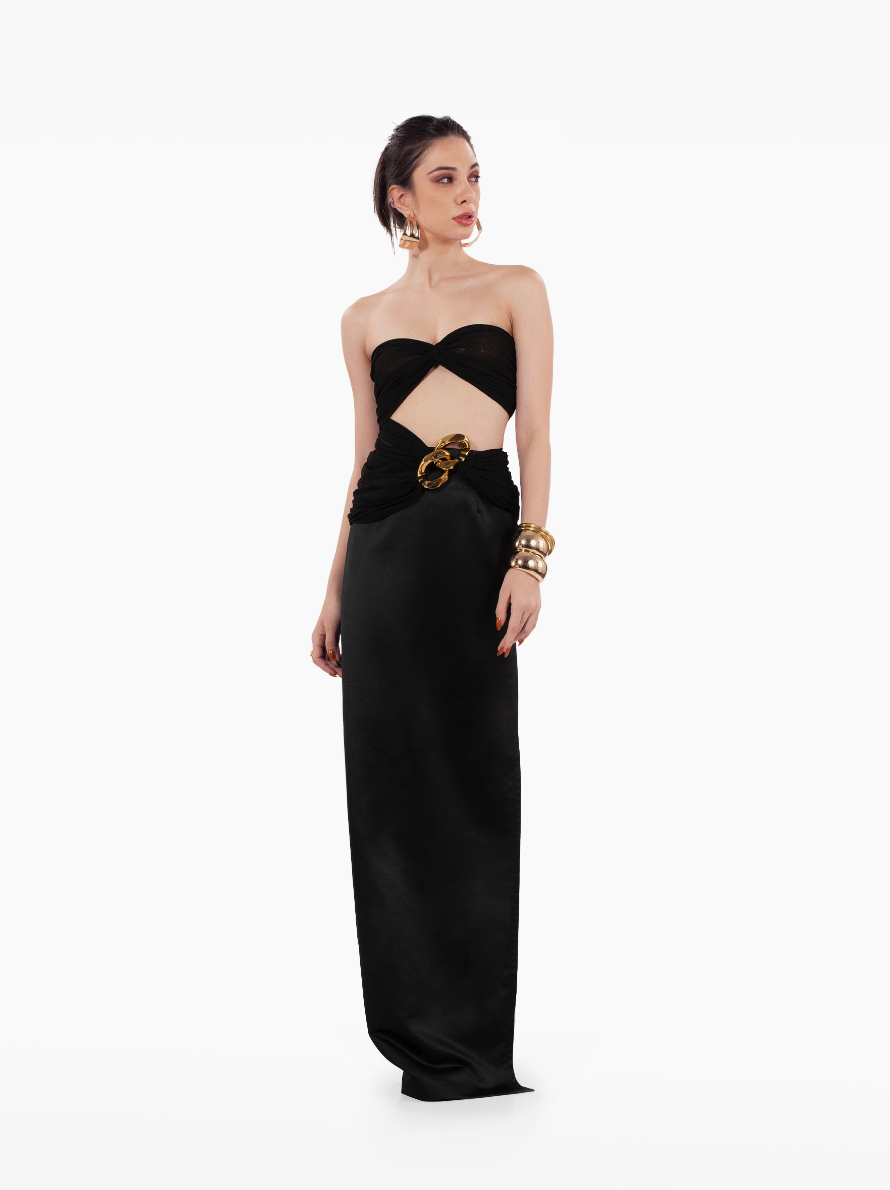 mona lisa top - black strapless sheer top, featuring delicate gathers and draped detailing, under-bust cutout birthday, party, dinner, vacation, beach, date night outfits - SOLÉITE