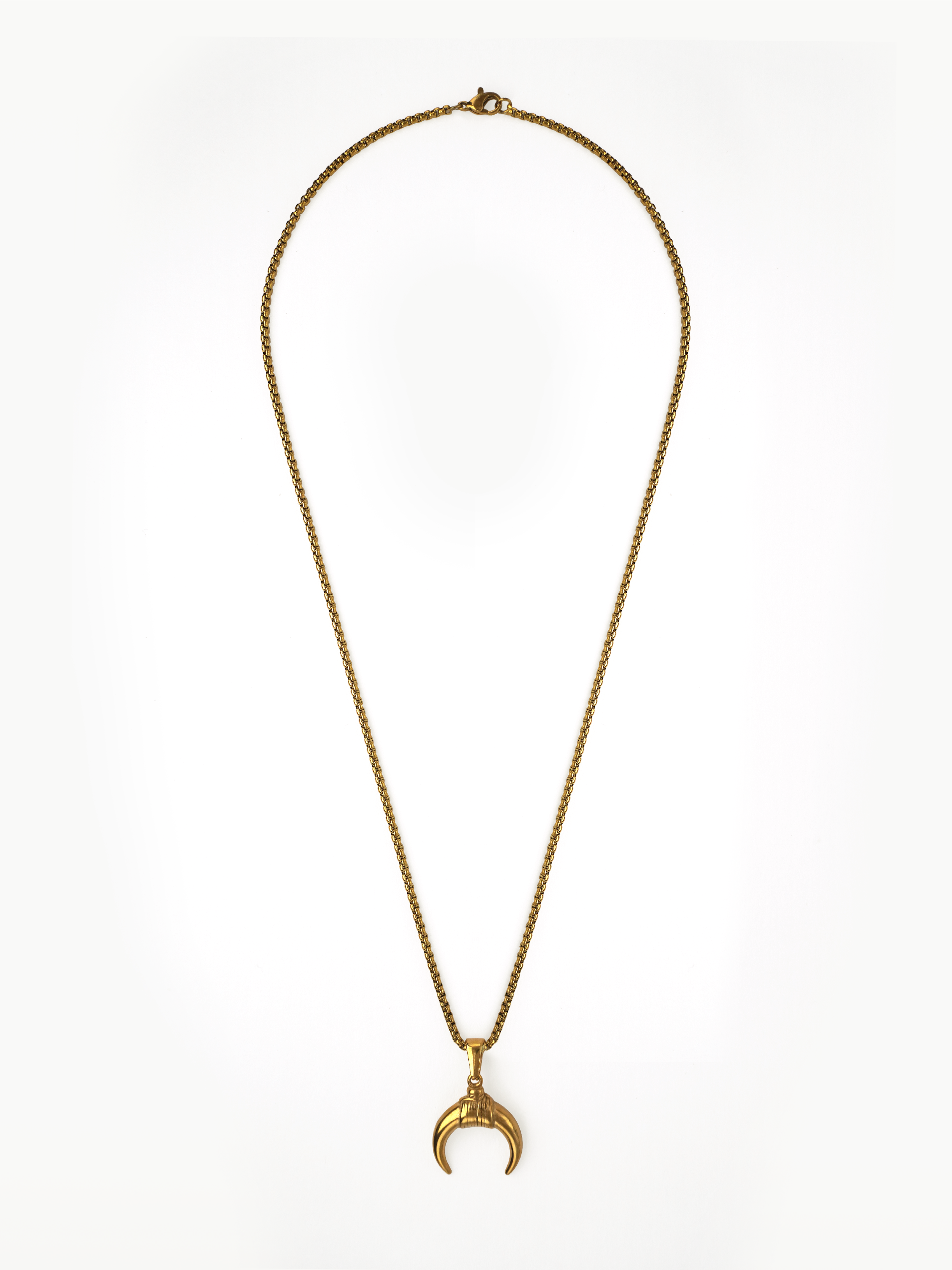 Crescent Horn Necklace - Short-chain necklace with a crescent pendant, moon necklace, basic gold chain by SOLÉITE