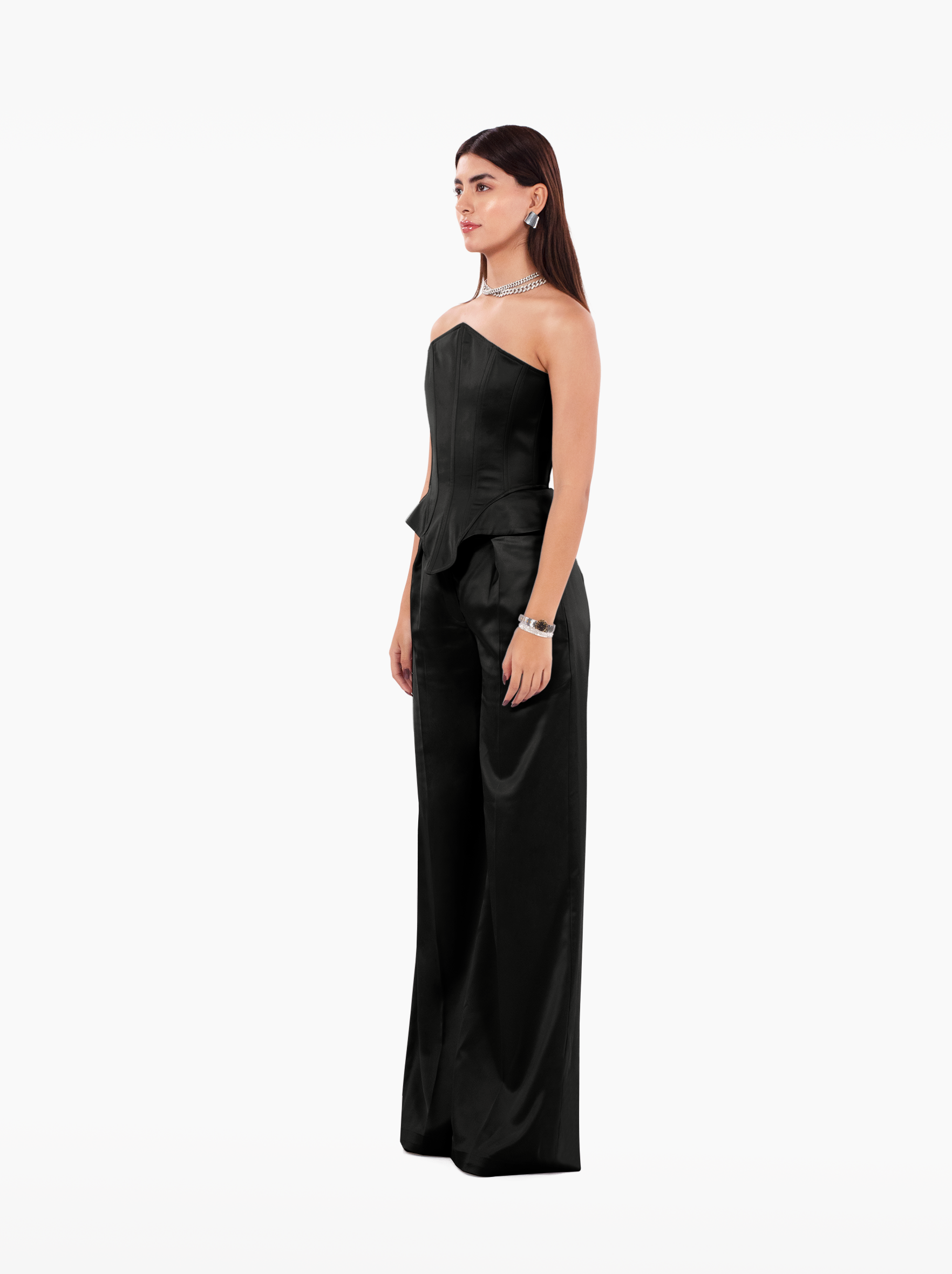 instant crush trousers - black wide leg satin high-waisted trousers with front pockets, birthday, party, formal, dinner, date outfit - SOLÉITE