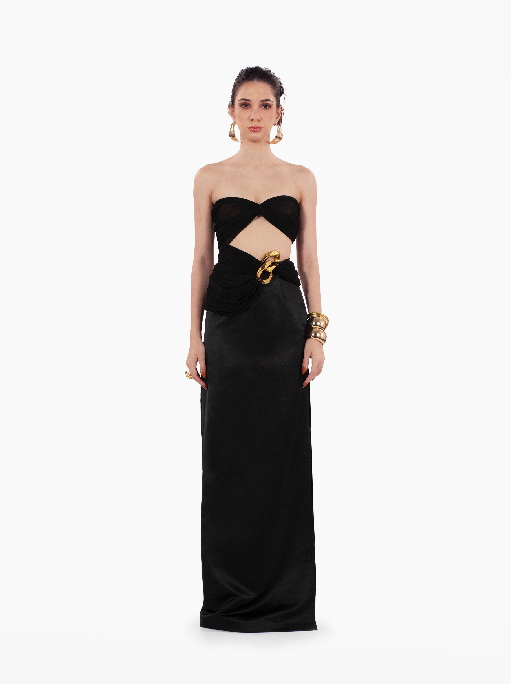 mona lisa top - black strapless sheer top, featuring delicate gathers and draped detailing, under-bust cutout birthday, party, dinner, vacation, beach, date night outfits - SOLÉITE