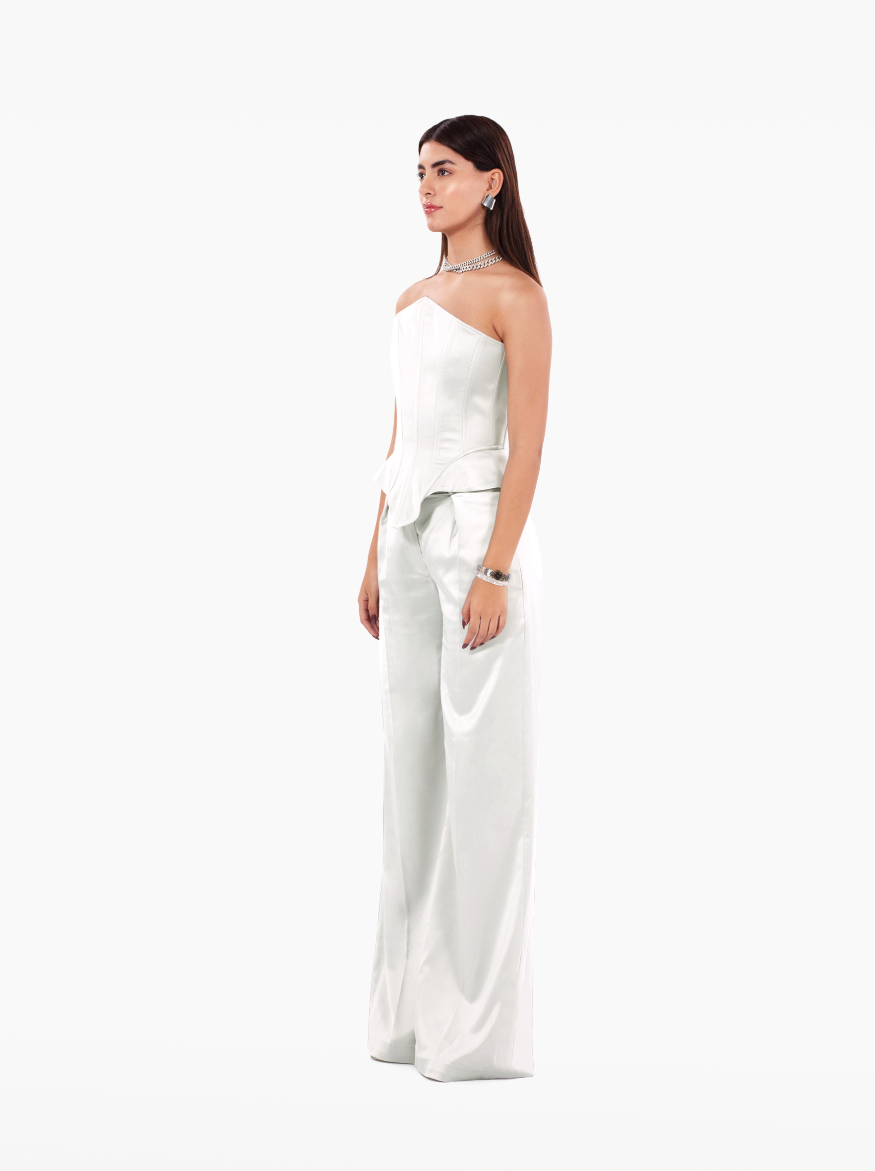 instant crush trousers - white wide leg satin high-waisted trousers with front pockets, birthday, party, formal, dinner, date outfit - SOLÉITE