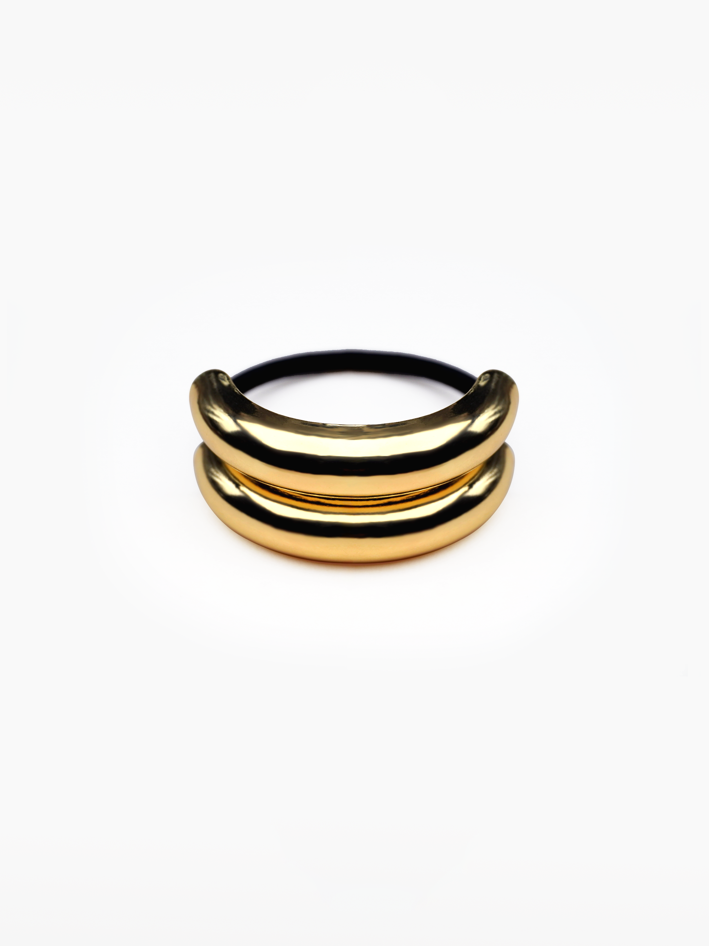 Cryo Hair Tie - statement rubberband with gold accent. statement metal hair tie, elevate basic looks, gold glossy pony cuff, ponytail holder, gold detail hair elastic by SOLÉITE