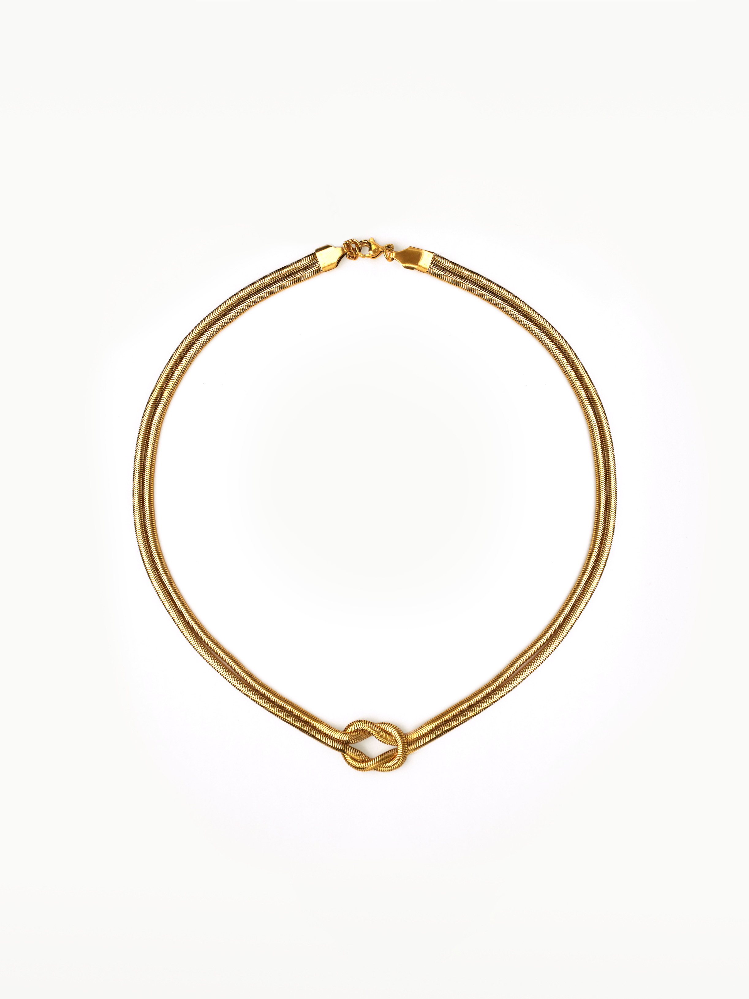 Celtic Necklace - ribbed gold chain with a structured knot, detailed gold chain, layered chain with detaailing, basic gold chain by SOLÉITE