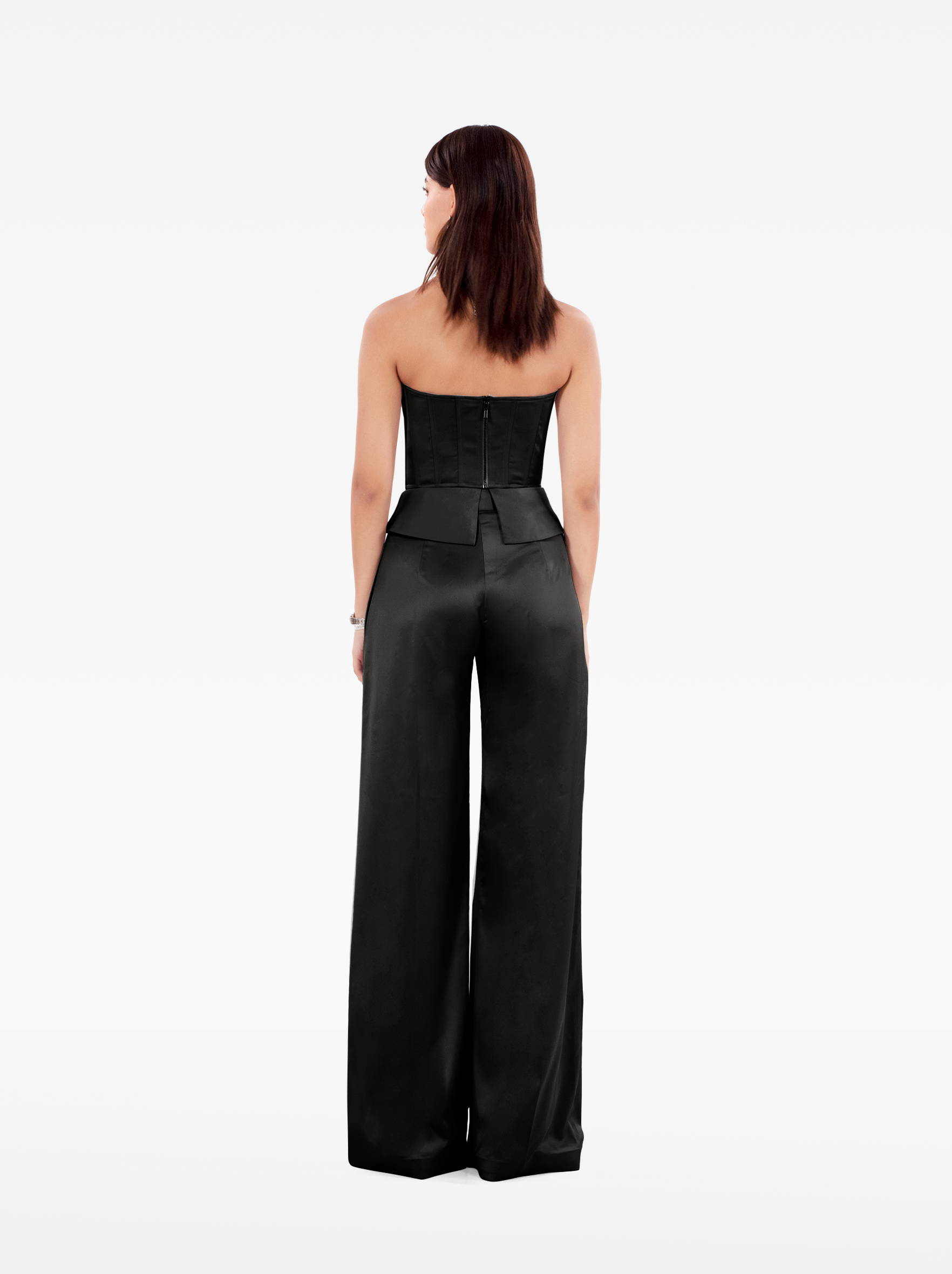 instant crush trousers - black wide leg satin high-waisted trousers with front pockets, birthday, party, formal, dinner, date outfit - SOLÉITE