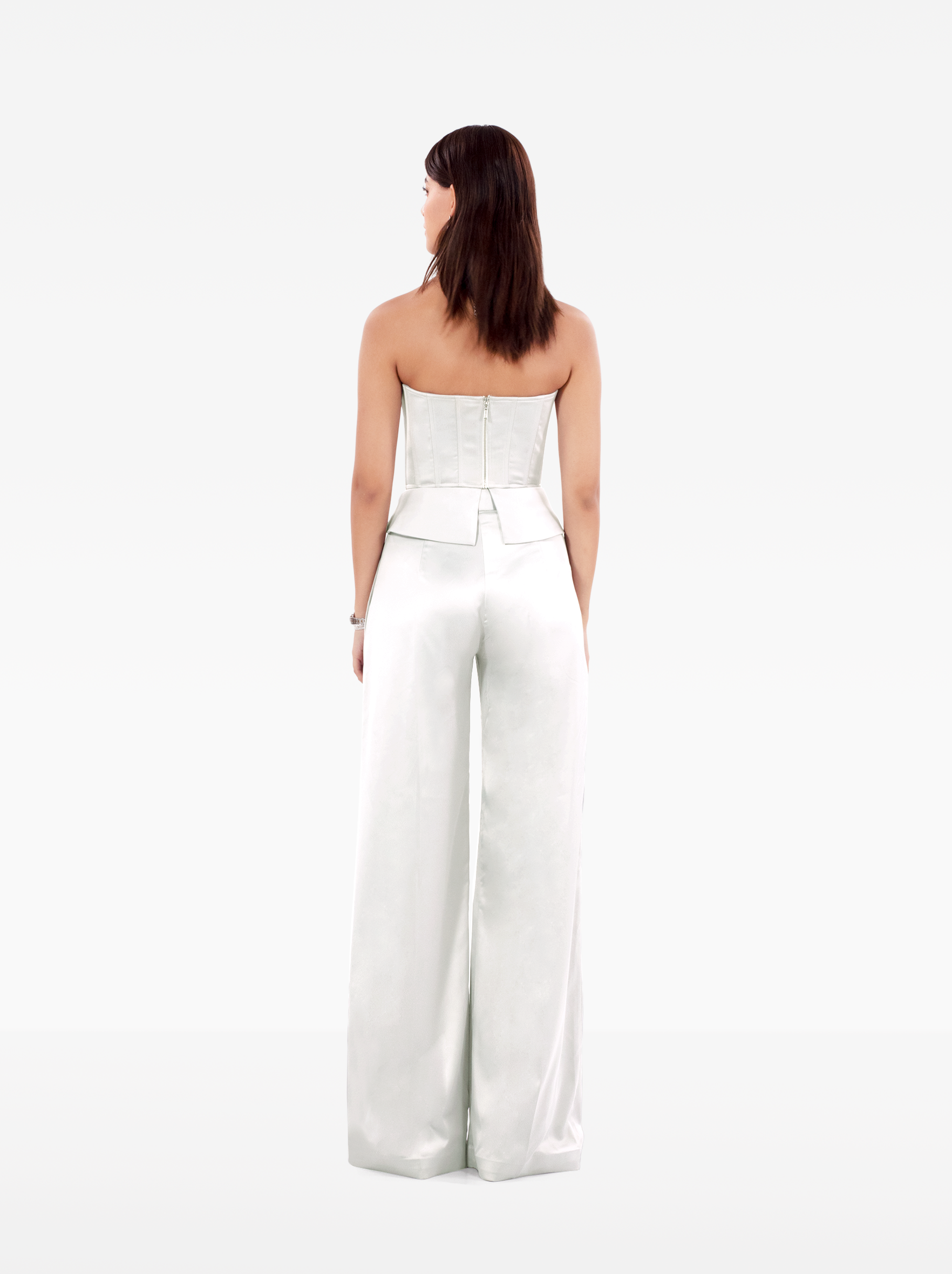 instant crush trousers - white wide leg satin high-waisted trousers with front pockets, birthday, party, formal, dinner, date outfit - SOLÉITE
