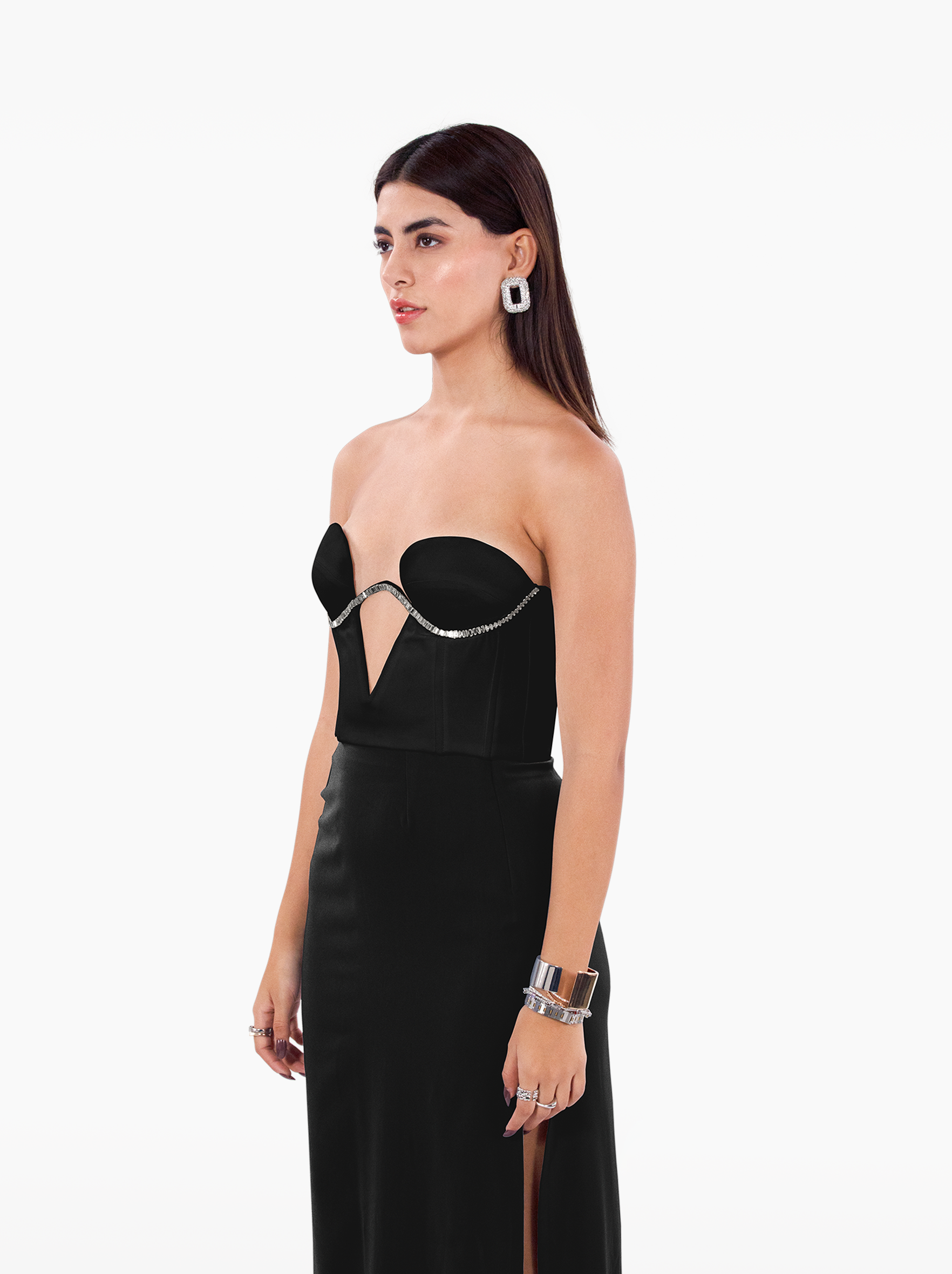 viola corset - black bustier top with rounded cups Deep V-cut corseted bodice embellished with a crystal-trimmed bra, birthday top, date night, vacation, euro summer, ibiza